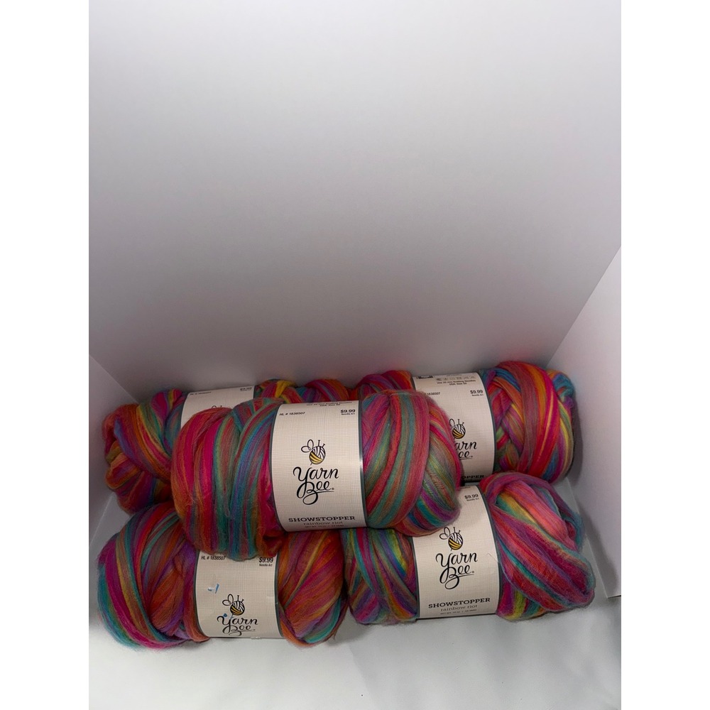 Yarn Bee Showstopper Rainbow Riot Super Bulky Wool Blend Yarn 10oz Lot of 5 - Picture 3 of 5
